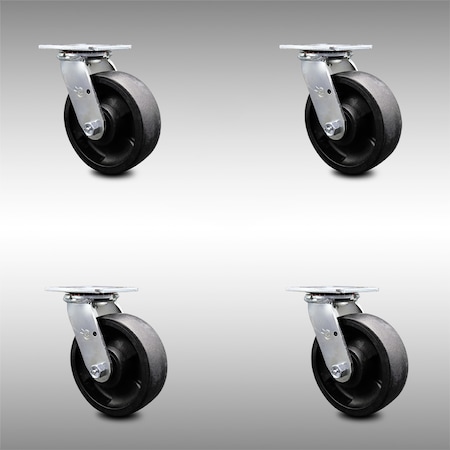 Service Caster 6 Inch SS Glass Filled Nylon Swivel Caster Set with Ball Bearing and Swivel Lock SCC-SS30S620-GFNB-BSL-4